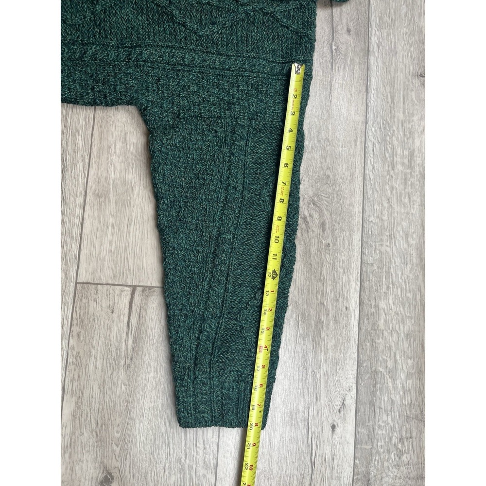 Carraig Donn Aran Green Cardigan Sweater Women XL 100 Pure New Wool Made Ireland - Picture 11 of 13